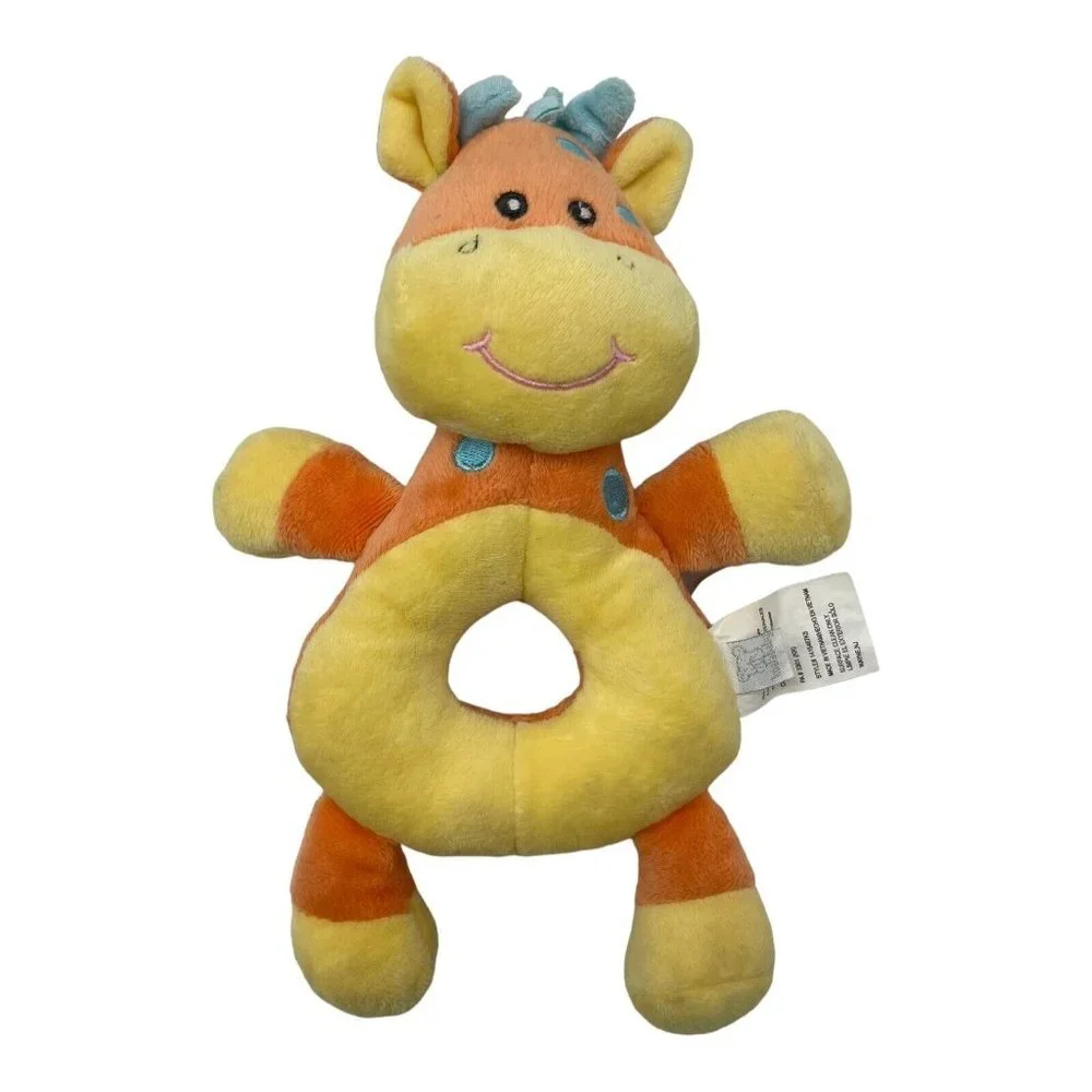 Koala Bear GIRAFFE Baby Rattle Stuffed‎ Animal Toy Ring Yellow Orange Plush 8